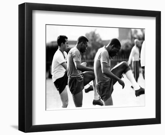 Brazil and Santos Football Star Pele Walks Along Tarmac Arriving at Ringway from London Airport-null-Framed Photographic Print