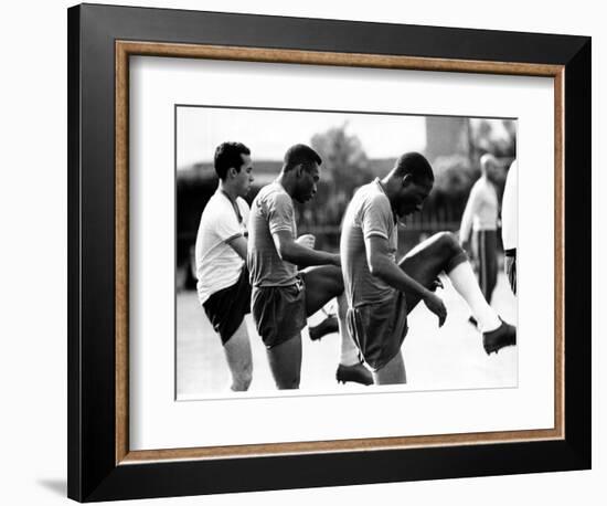 Brazil and Santos Football Star Pele Walks Along Tarmac Arriving at Ringway from London Airport-null-Framed Photographic Print