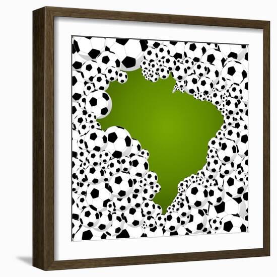 Brazil Country Shape Soccer Balls-cienpies-Framed Art Print