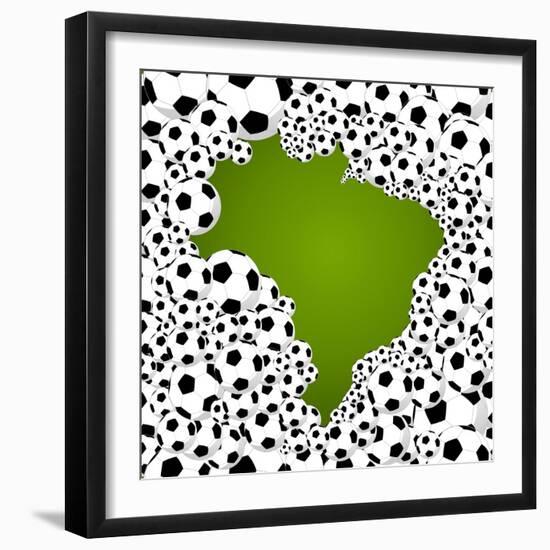 Brazil Country Shape Soccer Balls-cienpies-Framed Art Print