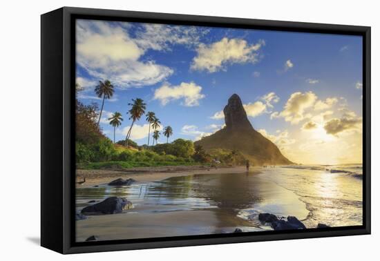 Brazil, Fernando De Noronha, Conceicao Beach with Morro Pico Mountain in the Background-Michele Falzone-Framed Premier Image Canvas