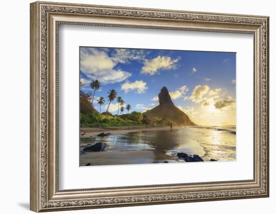 Brazil, Fernando De Noronha, Conceicao Beach with Morro Pico Mountain in the Background-Michele Falzone-Framed Photographic Print