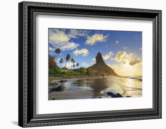 Brazil, Fernando De Noronha, Conceicao Beach with Morro Pico Mountain in the Background-Michele Falzone-Framed Photographic Print