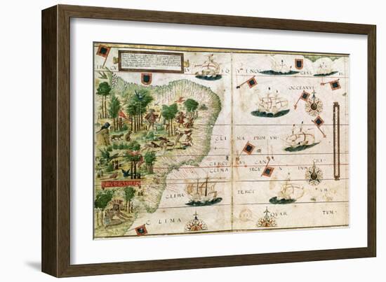 Brazil from the "Miller Atlas" by Pedro Reinel, circa 1519-null-Framed Giclee Print