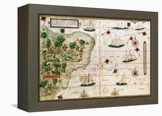 Brazil from the "Miller Atlas" by Pedro Reinel, circa 1519-null-Framed Premier Image Canvas