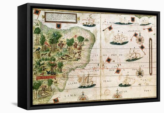 Brazil from the "Miller Atlas" by Pedro Reinel, circa 1519-null-Framed Premier Image Canvas