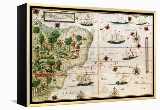 Brazil from the "Miller Atlas" by Pedro Reinel, circa 1519-null-Framed Premier Image Canvas