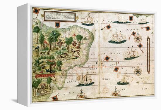 Brazil from the "Miller Atlas" by Pedro Reinel, circa 1519-null-Framed Premier Image Canvas