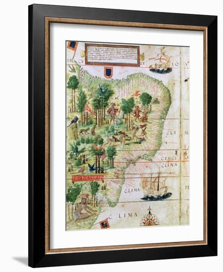 Brazil from the "Miller Atlas" by Pedro Reinel, circa 1519-null-Framed Giclee Print