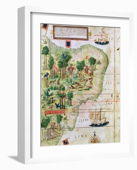 Brazil from the "Miller Atlas" by Pedro Reinel, circa 1519-null-Framed Giclee Print