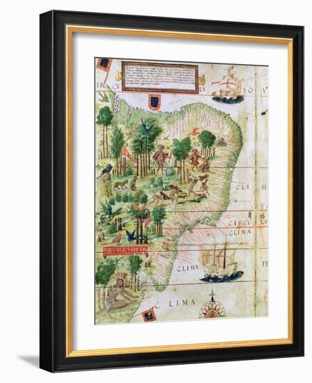 Brazil from the "Miller Atlas" by Pedro Reinel, circa 1519-null-Framed Giclee Print