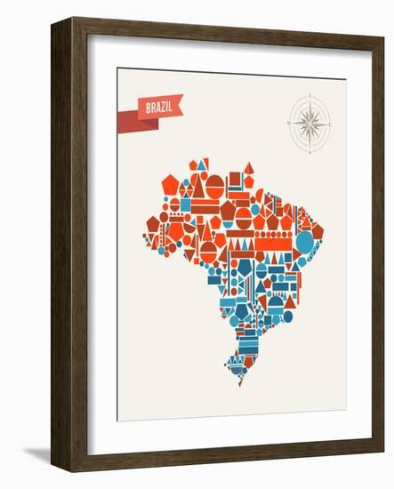 Brazil Geometric Figures Map-cienpies-Framed Art Print