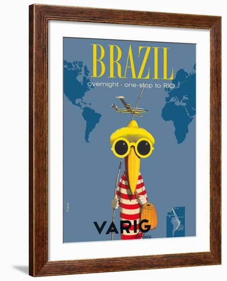 Brazil - Overnight One Stop to Rio De Janeiro - Varig Airlines - Lockheed Super G Constellation-Francesco Petit-Framed Giclee Print