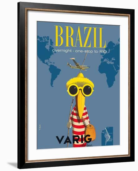 Brazil - Overnight One Stop to Rio De Janeiro - Varig Airlines - Lockheed Super G Constellation-Francesco Petit-Framed Giclee Print