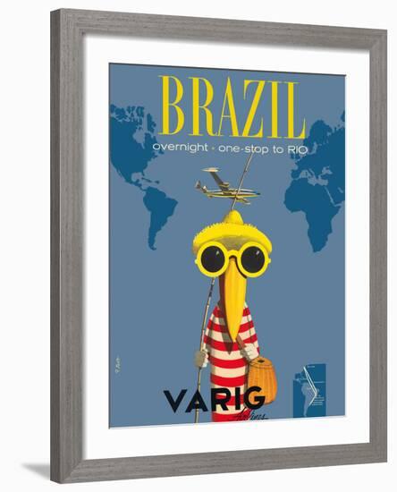 Brazil - Overnight One Stop to Rio De Janeiro - Varig Airlines - Lockheed Super G Constellation-Francesco Petit-Framed Giclee Print