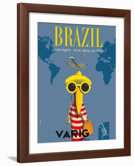 Brazil - Overnight One Stop to Rio De Janeiro - Varig Airlines - Lockheed Super G Constellation-Francesco Petit-Framed Giclee Print