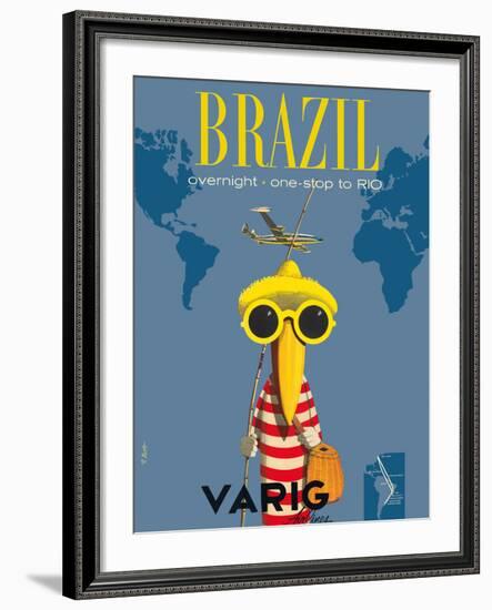 Brazil - Overnight One Stop to Rio De Janeiro - Varig Airlines - Lockheed Super G Constellation-Francesco Petit-Framed Giclee Print