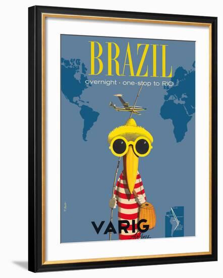 Brazil - Overnight One Stop to Rio De Janeiro - Varig Airlines - Lockheed Super G Constellation-Francesco Petit-Framed Giclee Print