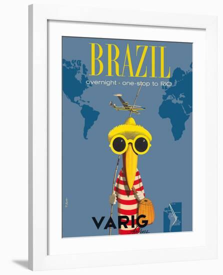 Brazil - Overnight One Stop to Rio De Janeiro - Varig Airlines - Lockheed Super G Constellation-Francesco Petit-Framed Giclee Print