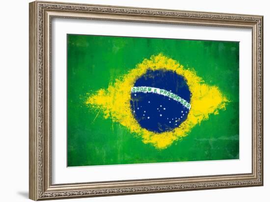 Brazil Painted Flag-jordygraph-Framed Art Print