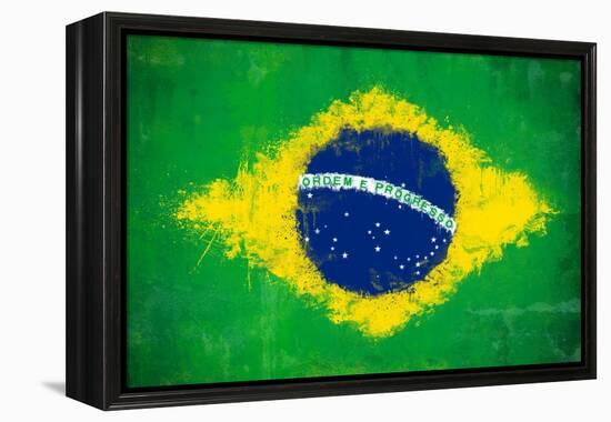 Brazil Painted Flag-jordygraph-Framed Stretched Canvas