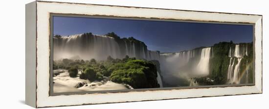 Brazil, Parana, Iguassu Falls National Park (Cataratas Do Iguacu) Illuminated Only by Monlight-Michele Falzone-Framed Premier Image Canvas