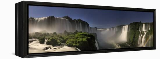 Brazil, Parana, Iguassu Falls National Park (Cataratas Do Iguacu) Illuminated Only by Monlight-Michele Falzone-Framed Premier Image Canvas