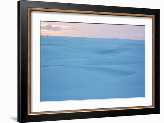 Brazil's Lencois Maranhenses National Park Sand Dunes and Lagoons at Sunset-Alex Saberi-Framed Photographic Print