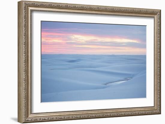 Brazil's Lencois Maranhenses National Park Sand Dunes and Lagoons at Sunset-Alex Saberi-Framed Photographic Print