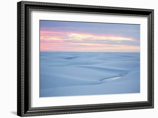 Brazil's Lencois Maranhenses National Park Sand Dunes and Lagoons at Sunset-Alex Saberi-Framed Photographic Print