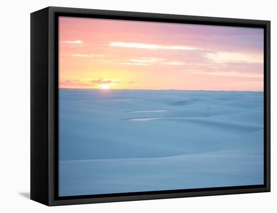 Brazil's Lencois Maranhenses National Park Sand Dunes and Lagoons at Sunset-Alex Saberi-Framed Premier Image Canvas