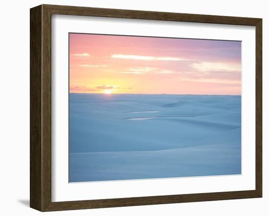 Brazil's Lencois Maranhenses National Park Sand Dunes and Lagoons at Sunset-Alex Saberi-Framed Photographic Print