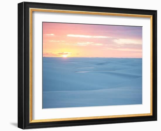 Brazil's Lencois Maranhenses National Park Sand Dunes and Lagoons at Sunset-Alex Saberi-Framed Photographic Print