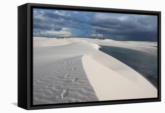 Brazil's Lencois Maranhenses Sand Dunes and Lagoons on a Stormy Afternoon-Alex Saberi-Framed Premier Image Canvas