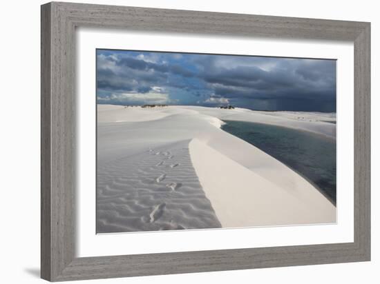 Brazil's Lencois Maranhenses Sand Dunes and Lagoons on a Stormy Afternoon-Alex Saberi-Framed Photographic Print