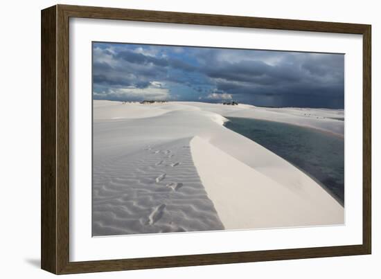 Brazil's Lencois Maranhenses Sand Dunes and Lagoons on a Stormy Afternoon-Alex Saberi-Framed Photographic Print