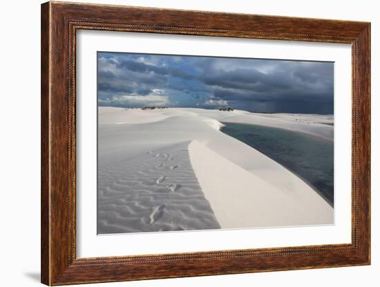 Brazil's Lencois Maranhenses Sand Dunes and Lagoons on a Stormy Afternoon-Alex Saberi-Framed Photographic Print