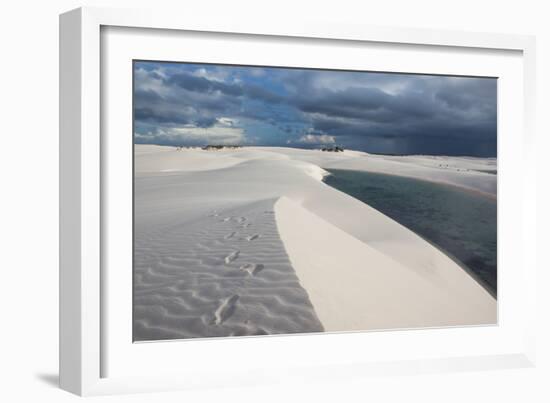 Brazil's Lencois Maranhenses Sand Dunes and Lagoons on a Stormy Afternoon-Alex Saberi-Framed Photographic Print