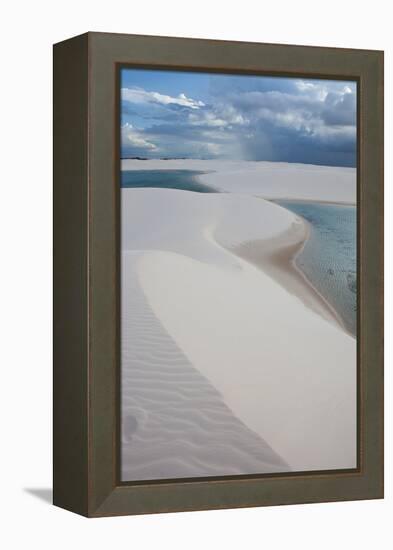 Brazil's Lencois Maranhenses Sand Dunes and Lagoons on a Stormy Afternoon-Alex Saberi-Framed Premier Image Canvas