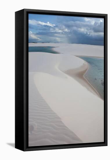 Brazil's Lencois Maranhenses Sand Dunes and Lagoons on a Stormy Afternoon-Alex Saberi-Framed Premier Image Canvas