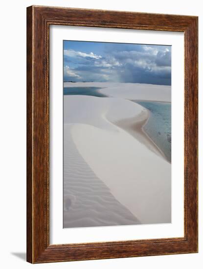 Brazil's Lencois Maranhenses Sand Dunes and Lagoons on a Stormy Afternoon-Alex Saberi-Framed Photographic Print