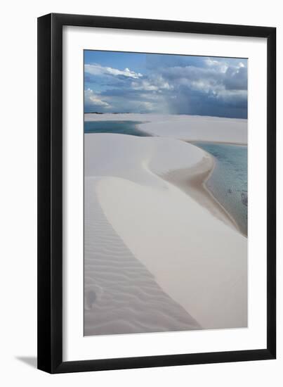 Brazil's Lencois Maranhenses Sand Dunes and Lagoons on a Stormy Afternoon-Alex Saberi-Framed Photographic Print