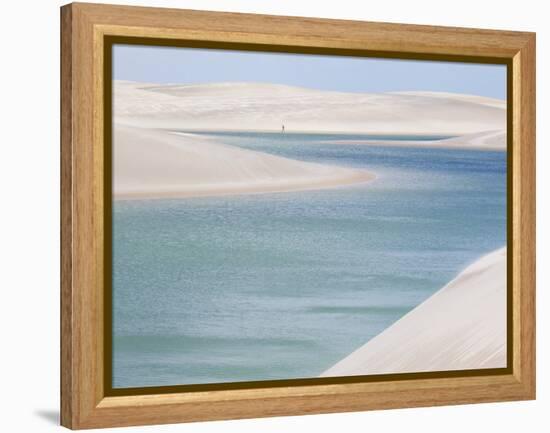 Brazil's Lencois Maranhenses Sand Dunes and Lagoons on a Sunny Afternoon-Alex Saberi-Framed Premier Image Canvas