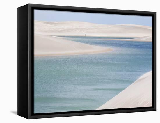 Brazil's Lencois Maranhenses Sand Dunes and Lagoons on a Sunny Afternoon-Alex Saberi-Framed Premier Image Canvas