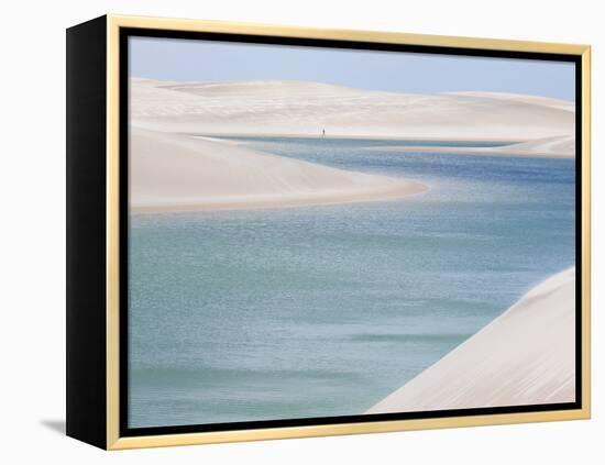 Brazil's Lencois Maranhenses Sand Dunes and Lagoons on a Sunny Afternoon-Alex Saberi-Framed Premier Image Canvas