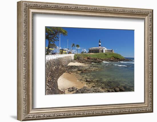 Brazil, Salvador Da Bahia, District Barra, Fort, Lighthouse, Rock Coast, Sea-Chris Seba-Framed Photographic Print