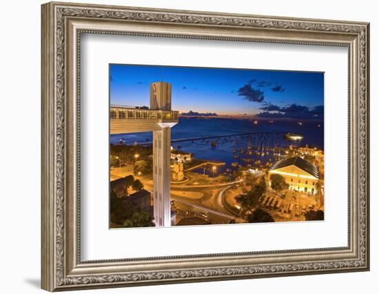 Brazil, Salvador Da Bahia, Elevador Lacerda, Harbour, Lighting, Evening-Chris Seba-Framed Photographic Print