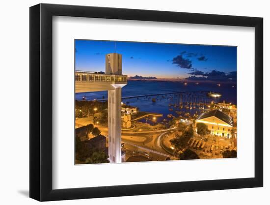 Brazil, Salvador Da Bahia, Elevador Lacerda, Harbour, Lighting, Evening-Chris Seba-Framed Photographic Print