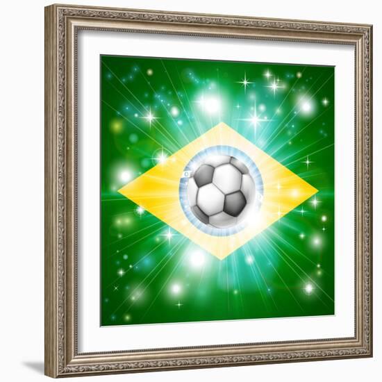 Brazil Soccer Flag-Krisdog-Framed Art Print