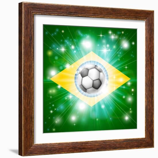 Brazil Soccer Flag-Krisdog-Framed Art Print